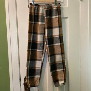 Girls SHEIN Plaid Sweatpants Size 9Y Brown Black White